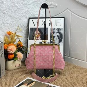Pink Chain-Handle Women's Shoulder Bag